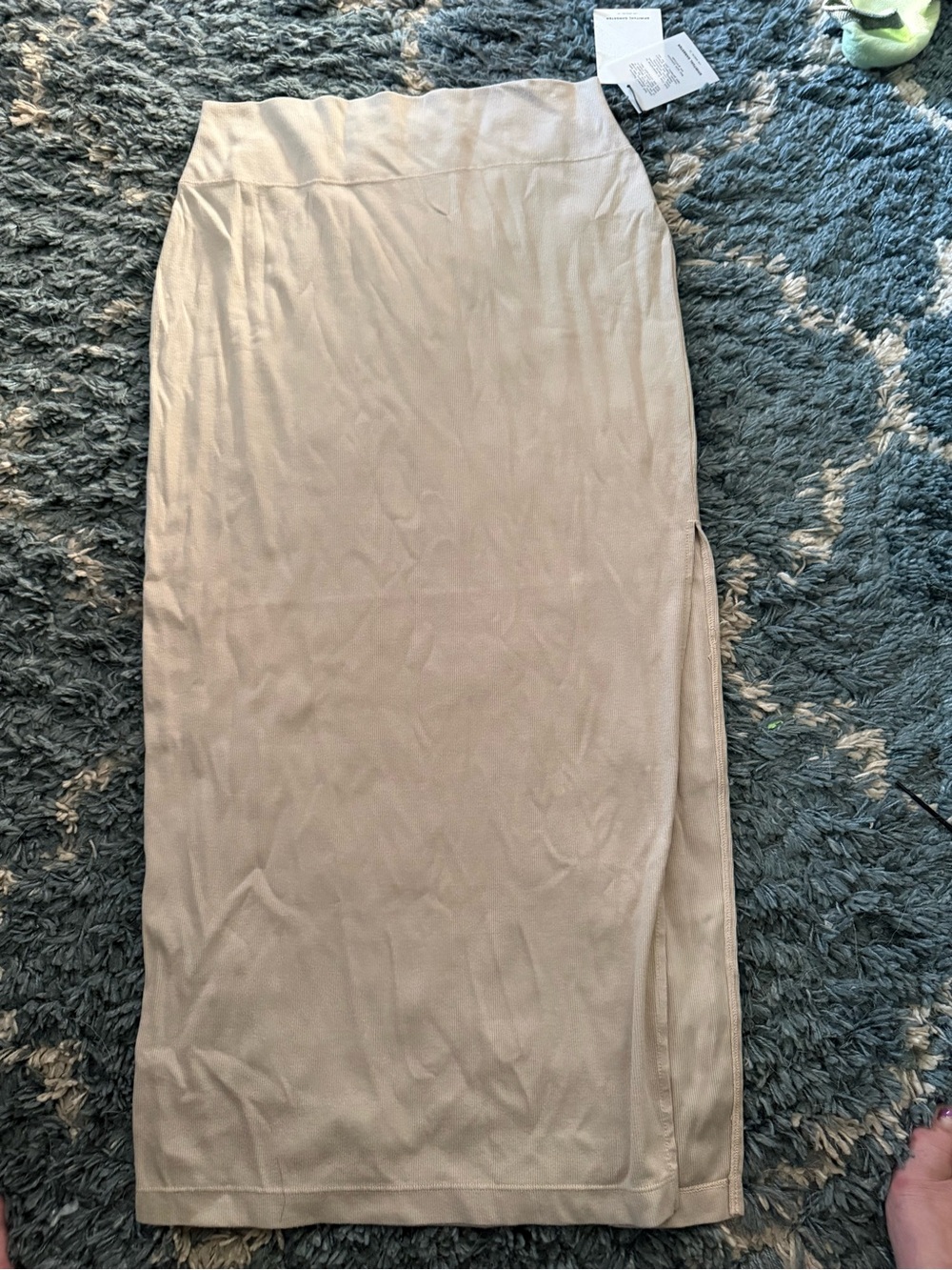 Spiritual Gangster Beige Midi Pencil Skirt with Side Slit